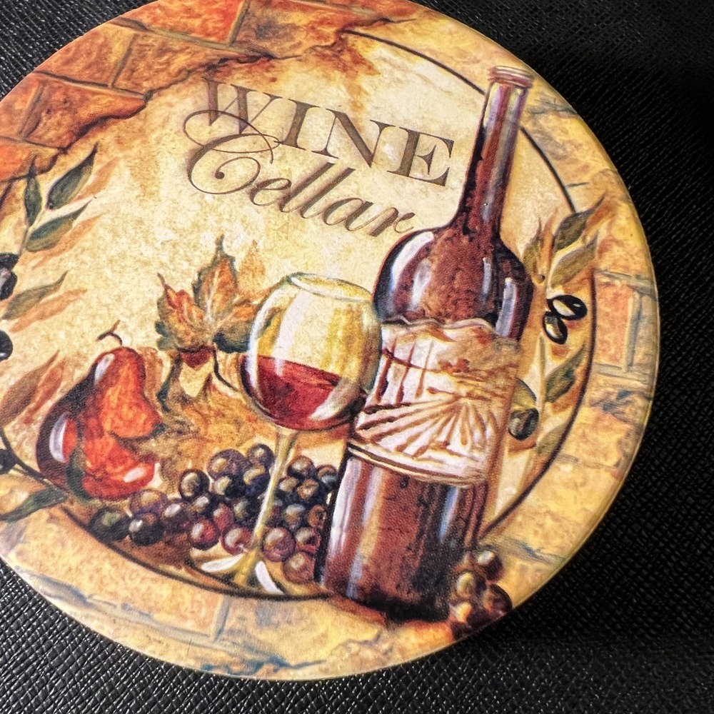 East Urban Home Wine Cellar Stone Cork Back Coasters 4 Set Round Absorbent USA